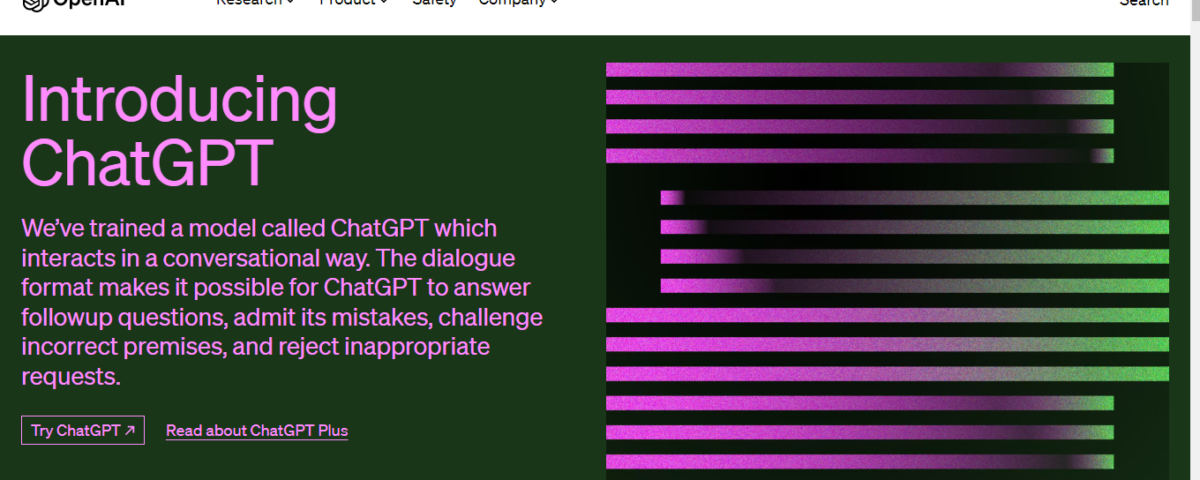 a screenshot of Open AI's description of Chat GPT
